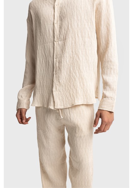 Yakasız Kırışık Görünümlü Gömlek fiyatları