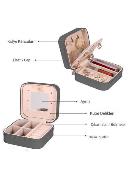 Çok Fonksiyonlu Takı Saklama Kutusu Aynalı Seyahat Mücevher Kutusu, Mini Saklama Kutusu, Yüzükler, Küpeler, Kolyeler, Kızlar Için Hediyeler Için Uygun Açık Mavi (Yurt Dışından) fiyatları