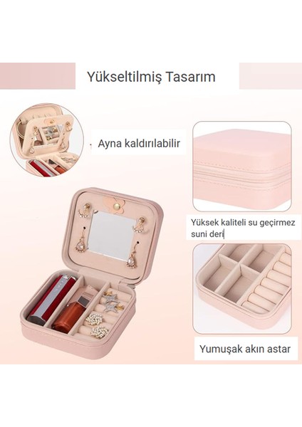 Çok Fonksiyonlu Takı Saklama Kutusu Aynalı Seyahat Mücevher Kutusu, Mini Saklama Kutusu, Yüzükler, Küpeler, Kolyeler, Kızlar Için Hediyeler Için Uygun Açık Mavi (Yurt Dışından) modelleri