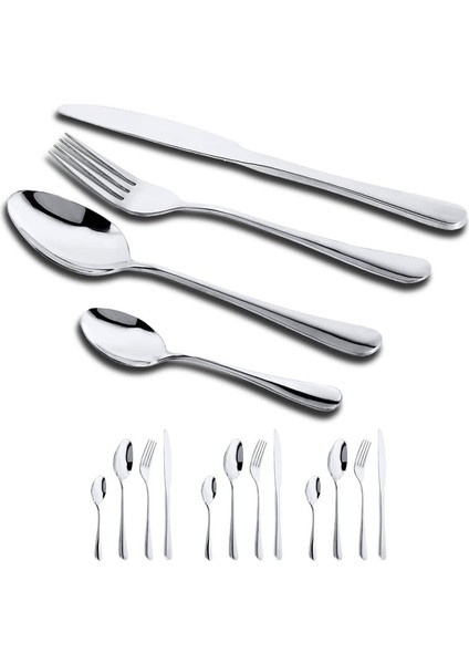 Çatal Kaşık Seti 12 Piece Paslanmaz Çelik Çatal Kaşık Kutusu Seti ，dinner Spoon, Suitable For Dinner For 3 People Gümüş (Yurt Dışından)