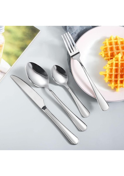 Çatal Kaşık Seti 12 Piece Paslanmaz Çelik Çatal Kaşık Kutusu Seti ，dinner Spoon, Suitable For Dinner For 3 People Gümüş (Yurt Dışından)