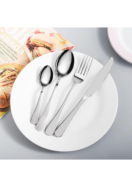Çatal Kaşık Seti 12 Piece Paslanmaz Çelik Çatal Kaşık Kutusu Seti ，dinner Spoon, Suitable For Dinner For 3 People Gümüş (Yurt Dışından)