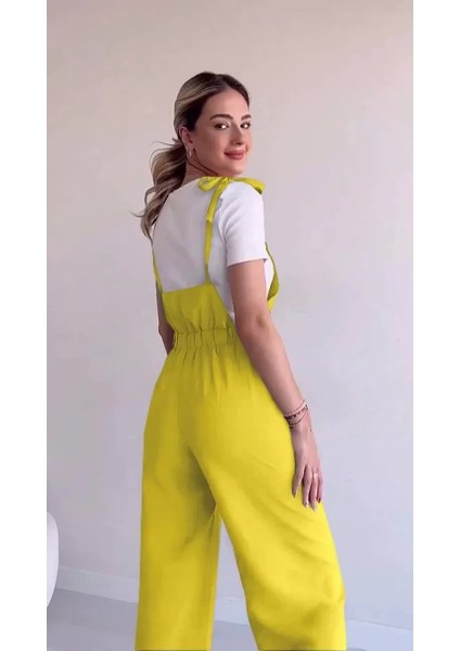 Omuzdan Bağlamalı Tulum - Hardal fiyatları