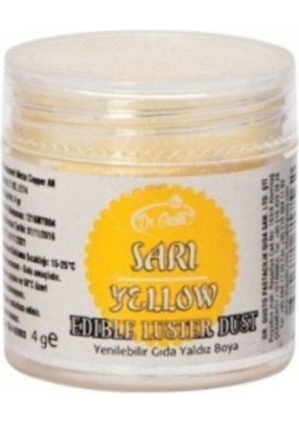 Yenilebilir Sarı Metalik Toz Sim Boya 4 gr