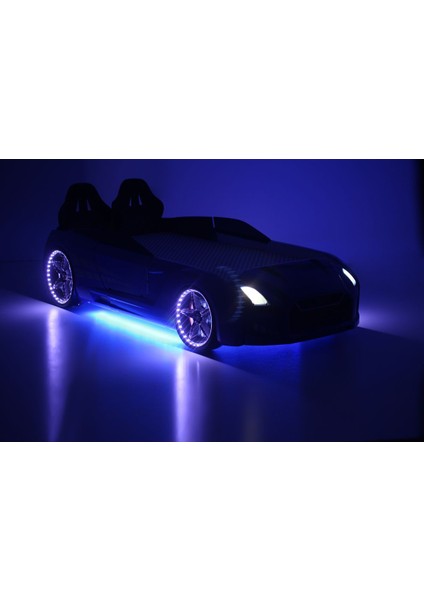 Mavi Arabalı Yatak Kapıları Açılan Gtr Full Ledli Kumandalı ve Müzikli