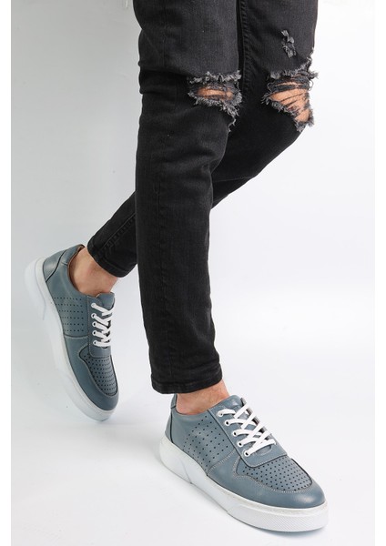 Profly Erkek Deri Kalın Taban Günlük Rahat Kullanım Sneaker Ayakkabı PROFLY-1320