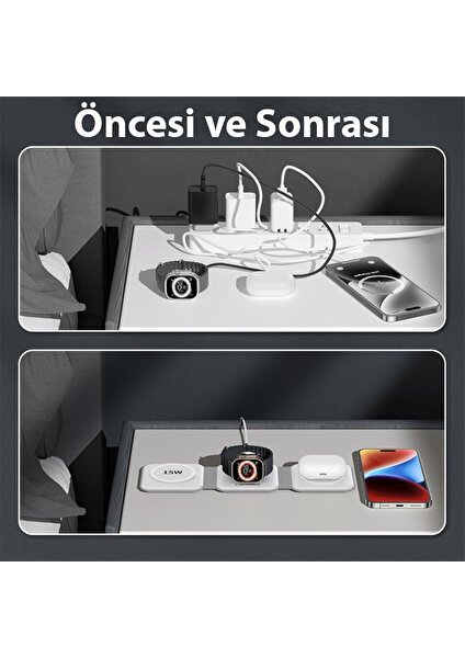 Ason Plus Ally 3 In1 Iphone Air Pods Iwatch Kablosuz Şarj Manyetik Katlanabilir Şarj Istasyonu