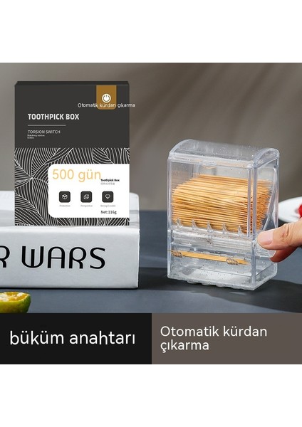 Ev Şeffaf Dönen Otomatik Taşınabilir Kürdan Kutusu (Yurt Dışından)