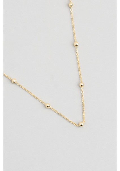 Klasik 18 Ayar Sarı Altın Kaplama 43 cm Gümüş Zincir Kolye