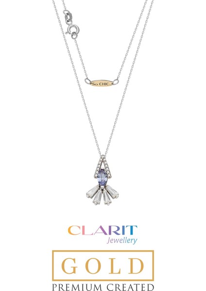 Clarit Jewellery Beyaz Altın Created Alexandrite Taşlı Markiz Kolye fiyatları