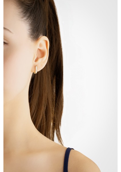 Baget Taşlı 18 Ayar Sarı Altın Kaplama Gümüş Kare Küpe fiyatları