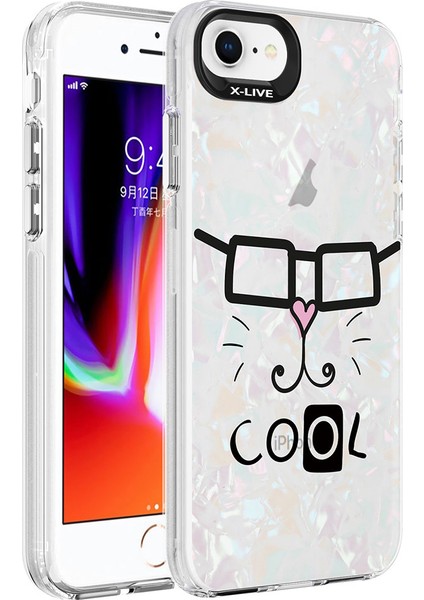 iPhone 7 - Uyumlu Mermer Desenli Gkm Marbello Kapak-Kahverengi