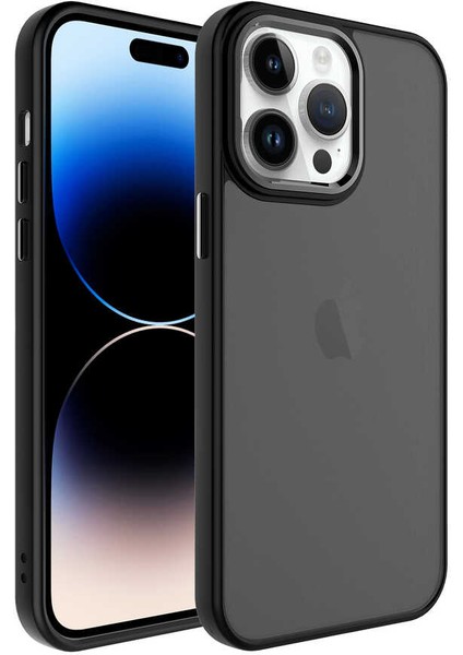 iPhone 14 Pro Max - Uyumlu Buzlu Sert Pc Gkm May Kapak-Pembe Açık