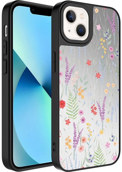 iPhone 14 - Uyumlu Aynalı Desenli Kamera Korumalı Parlak Gkm Mirror Kapak-Kalp