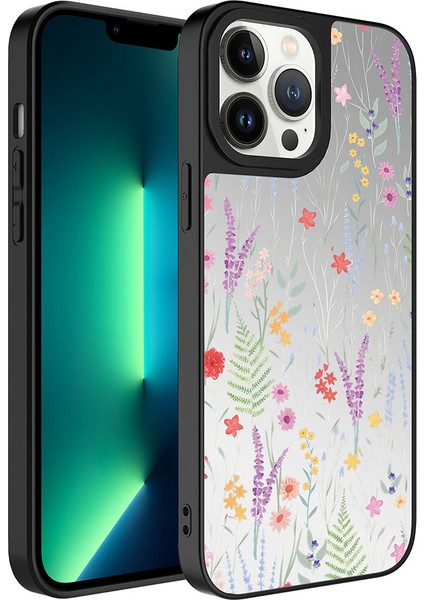 iPhone 13 Pro - Uyumlu Aynalı Desenli Kamera Korumalı Parlak Gkm Mirror Kapak-Dallar