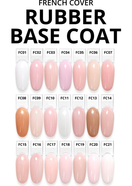 French Cover Rubber Base Coat Fc21, Pudra Rakı Beyazı 10 Ml