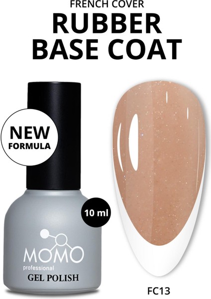 French Cover Rubber Base Coat Fc13, Işıltılı Nude 10 Ml