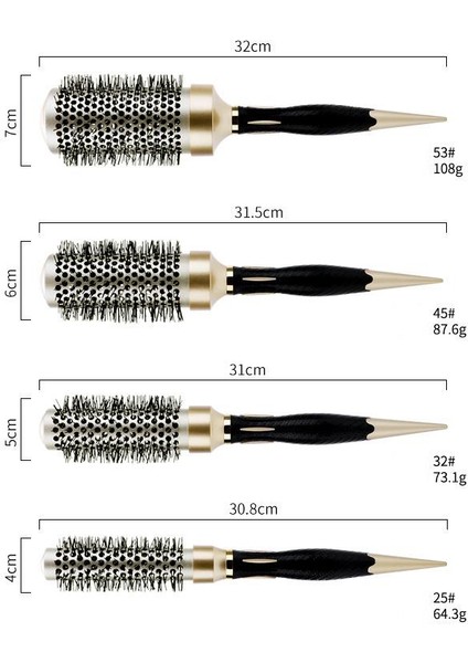 43MM Nano Teknoloji Seramik + Iyonik Termal Fön Saç Fırçası Profesyonel Seri 1. Kalite