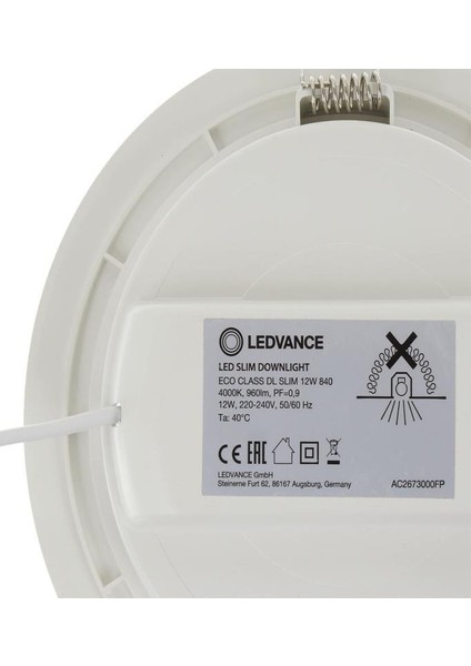 12W Slım LED Panel 4000K -Günışığı 14,5 cm Gömme Spot Armatür