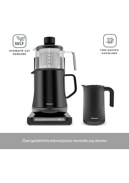 Smart Royaltea Plus 2 In 1 Otomatik Çay ve Türk Kahve Makinesi Wifi Mat Siyah