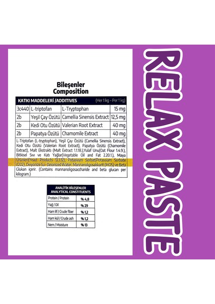 Relax Paste 100 gr Sakinleştirici Stres Azaltıcı Rahatlatıcı Calming Support