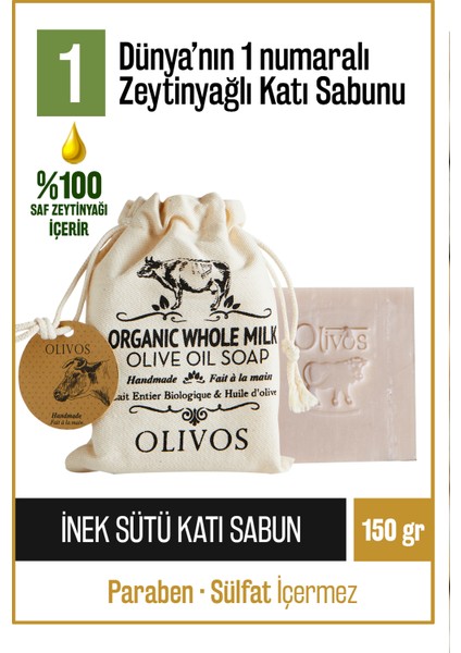 Doğal İnek Sütü Ve Zeytinyağı Katı Sabun İnek Sütlü Zeytinyağlı El Sabunu Yoğun Nemlendirici Kese Hediye 150 gr