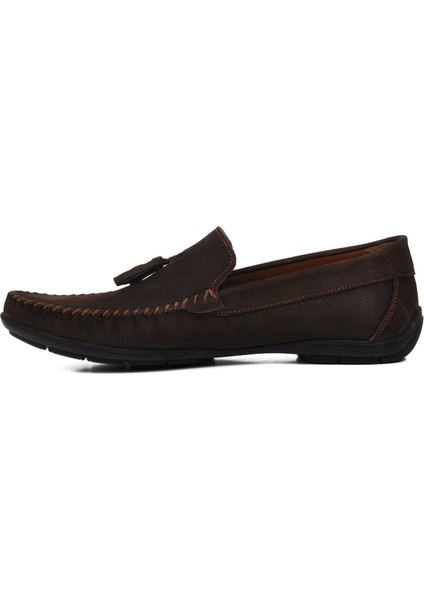 D7218 Kahve Nubuk Deri Erkek Loafer Ayakkabı