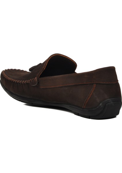 D7218 Kahve Nubuk Deri Erkek Loafer Ayakkabı