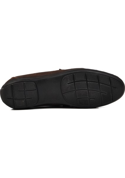 D7218 Kahve Nubuk Deri Erkek Loafer Ayakkabı