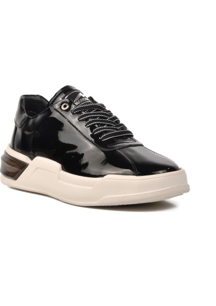 152-19197 Siyah Rugan-Beyaz Deri Erkek Sneaker