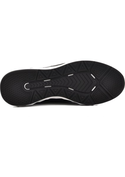 152-19498 Siyah-Beyaz Deri Erkek Sneaker