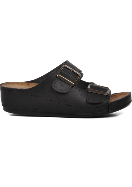 09-978 Siyah Kadın Dolgu Topuk Terlik