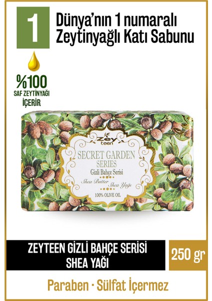 Doğal Gizli Bahçe Seri Shea Yağı Ve Zeytinyağlı Katı Sabun Shea Butter Zeytinyağı El Sabunu 250 gr