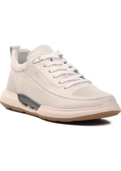 152-19537 Beyaz Deri Erkek Sneaker