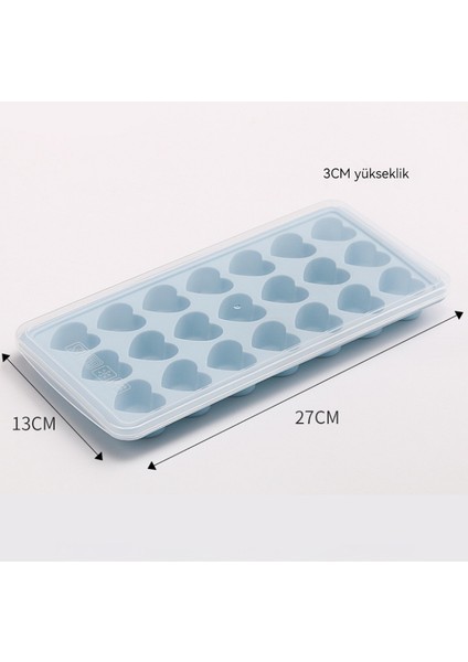 21 Bölmeli Kalp Şeklinde Buz Küpü Saklama Kalıp Kutusu (Yurt Dışından)