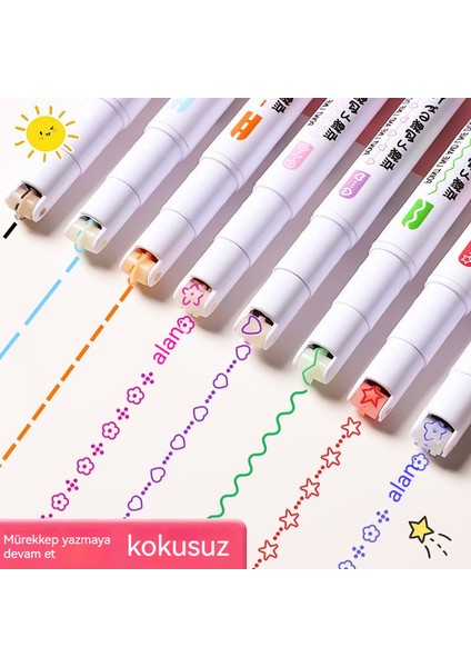 Üçlü Çiçek Şekilli Konturlu Öğrenci Çift Uçlu Aydınlatıcı Paketi (Yurt Dışından)