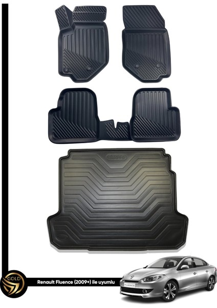 Renault Fluence 2009+ 3D Kauçuk Oto Paspas ve Bagaj Havuzu