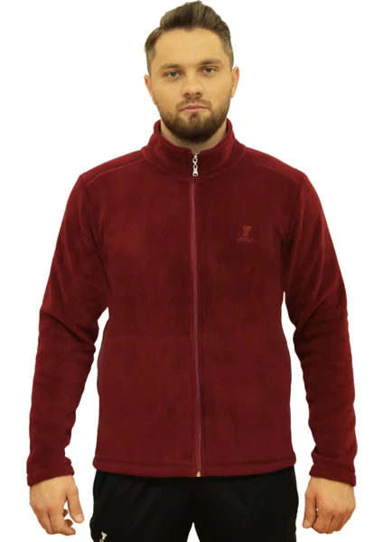 Bordo Tam Fermuarlı Unisex Polar