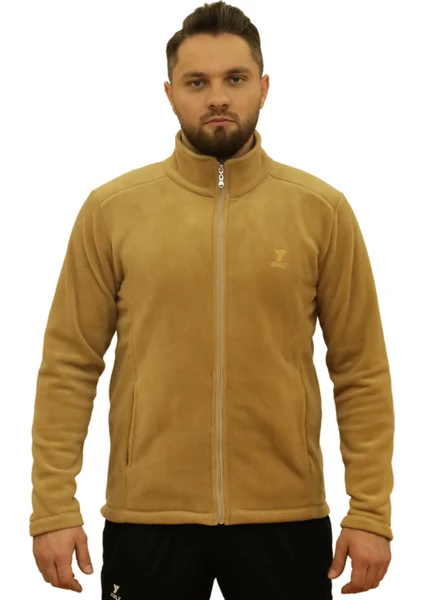 Camel Tam Fermuarlı Unisex Polar