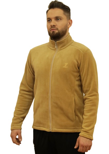 Camel Tam Fermuarlı Unisex Polar