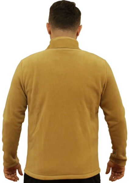 Camel Tam Fermuarlı Unisex Polar