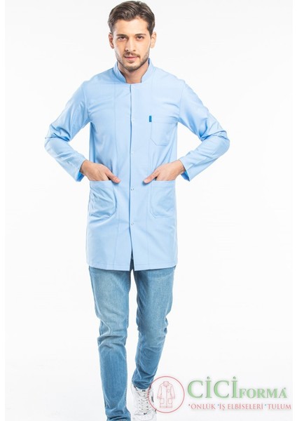 Hakim Yaka Açık Mavi Renk Erkek Önlük