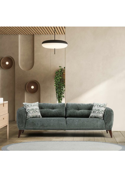 Lima 3+3+1 Koltuk Berjer Set - Bej/yesil/bej
