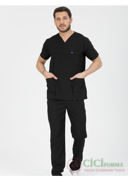 Zarf Yaka Likralı Siyah Erkek Takım modelleri