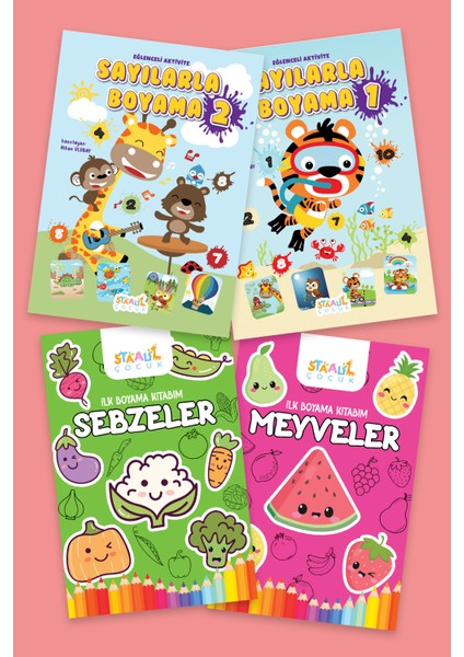 Eğlenceli Boyama Kitapları Seti - 1 (Boyama ve Aktivite Kitapları)