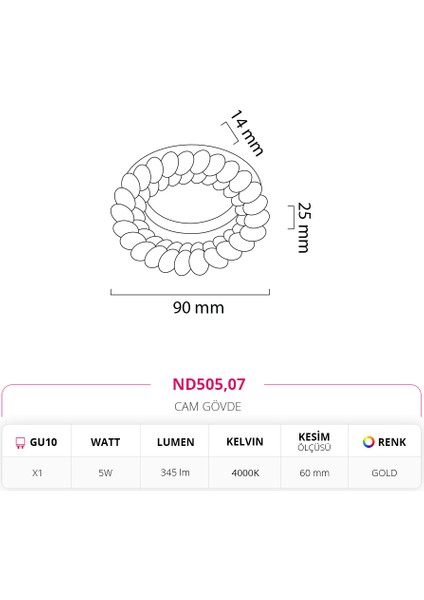 Sıva Altı Cam Spot Gold ND505