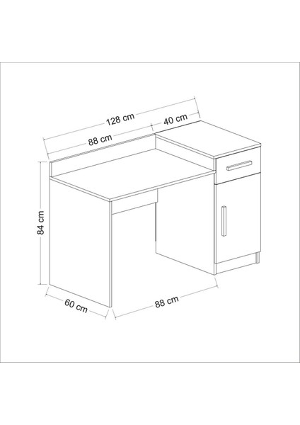 Bonte Modern Çalışma Masası - Safirmeşe/beyaz