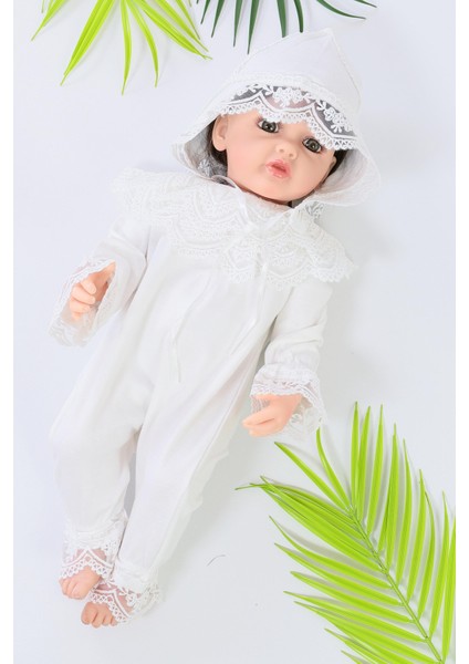 Kız Bebek Dantelli Lüks Bebek Hastane Çıkışı Mevlüt ve Özel Günler Için Harika Tulum Set STL6503