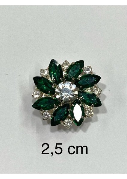 Taşlı Düğme /taşlı Klipsli Düğme/ 3 Lü Set/ 2,5 cm Zümrüt modelleri