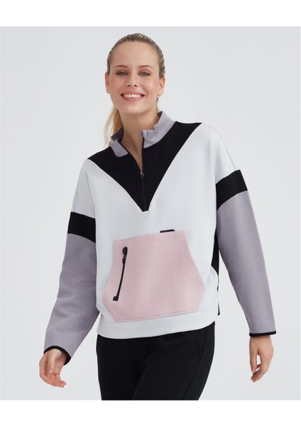 W 2xi-Lock Color Block Half Zip Sweatshirt Kadın Gri S232202-043